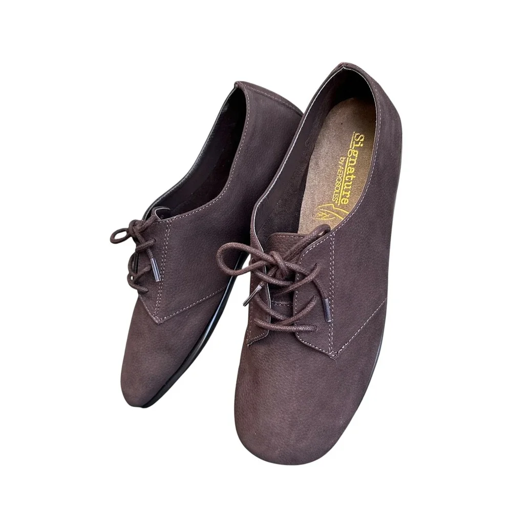 Signature by Aerosoles Guitar Solo Leather Lace-Up Oxfords Flats Womens 7.5 NEW